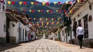 Rue du village colonial de Villa de Leyva en Colombie